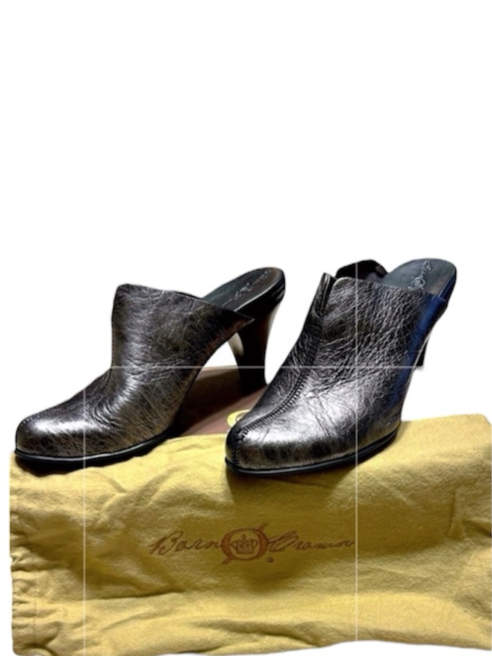 Born Metallic Pewter Leather Slip On Mules